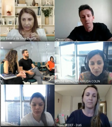 Imagem com várias pessoas conversando por meio de video conferência